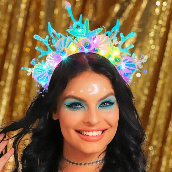 Light Up Mermaid Headband Fish Headpiece Glowing Ocean Costume Hair Accessory main image 5